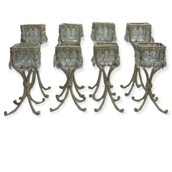 Shabby Chic Cottage Style Candle Holder Tear Drop Beads Weddings Party Bundle 8